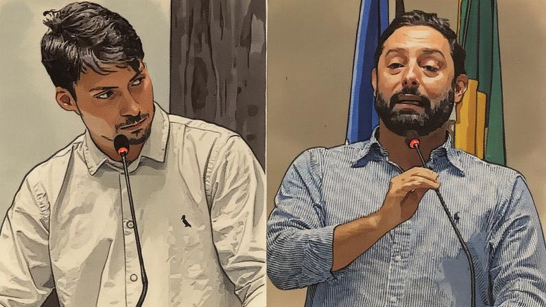 Jair Renan e Eduardo Zanatta, rivais políticos, em Balneário Camboriú (Foto: Reprodução)
