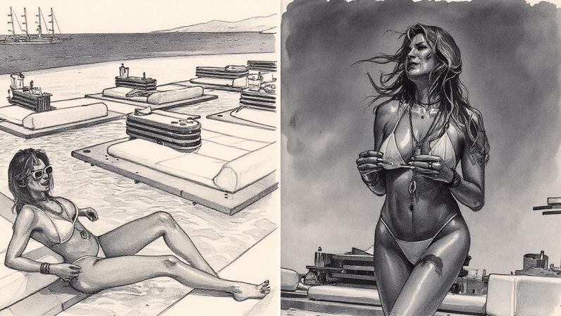 Luciana Gimenez, de biquíni, aproveita a piscina de um hotel luxuoso na Grécia (Foto: Reprodução)