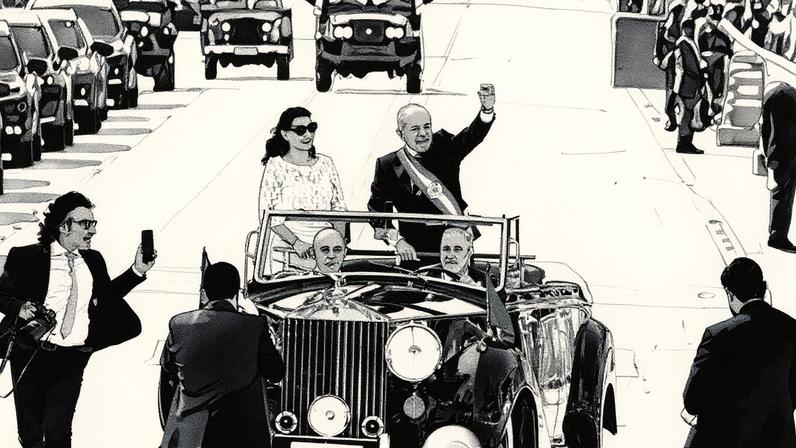Lula e a primeira-dama, Janja, no Rolls-Royce presidencial durante o desfile do 7 de Setembro (Foto: Reprodução)