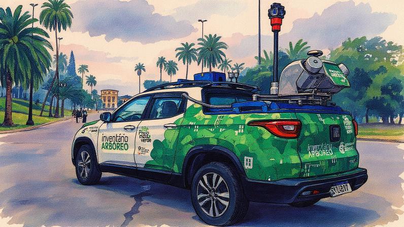 Carro equipado com câmera 360 graus realiza inventário arbóreo em São Paulo (Foto: Reprodução)