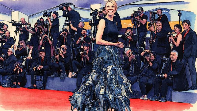 Atriz Cate Blanchett posa na alfombra roja durante a proyección de 'Father Mother Sister Brother' na 82ª edição do Festival Internacional de Cinema de Veneza (Foto: Reprodução)