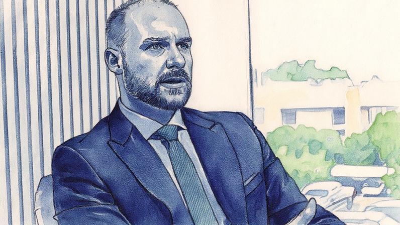 Eduardo Bolsonaro concede entrevista para a Revista Veja (Foto: Reprodução)