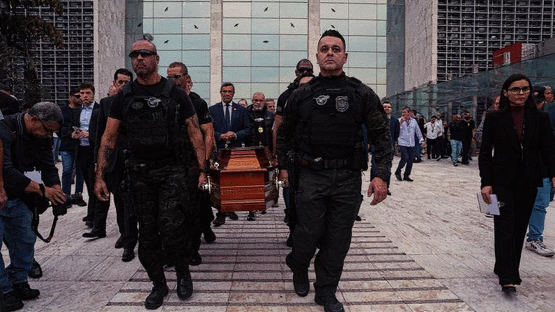 Velório do ex-delegado-geral da Polícia Civil de São Paulo, Ruy Ferraz Fontes, na Assembleia Legislativa de São Paulo (Alesp) (Foto: Reprodução)