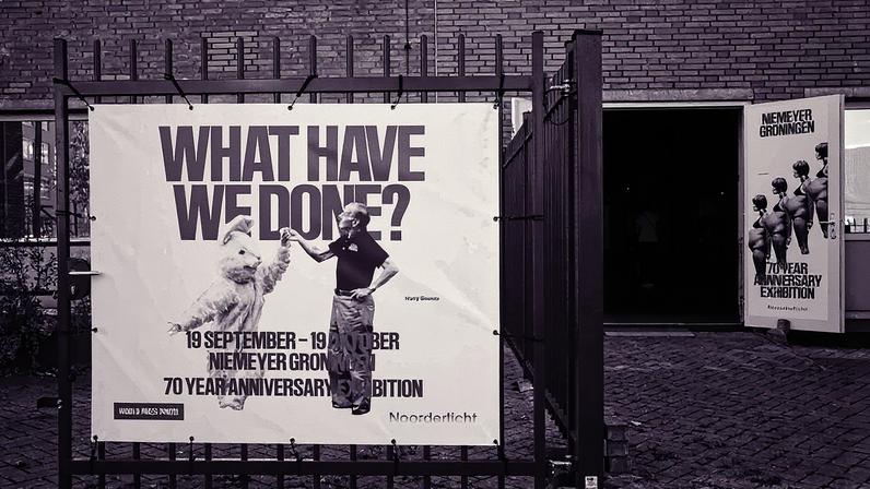 A view outside the exhibition “What Have We Done? Unpacking 7 Decades of World Press Photo” at Niemeyer, Noorderlicht Photo: Tim van der Kuip