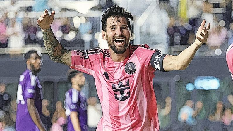 Jogador do Inter Miami comemora gol em partida contra o Orlando City pela Leagues Cup (Foto: Reprodução)