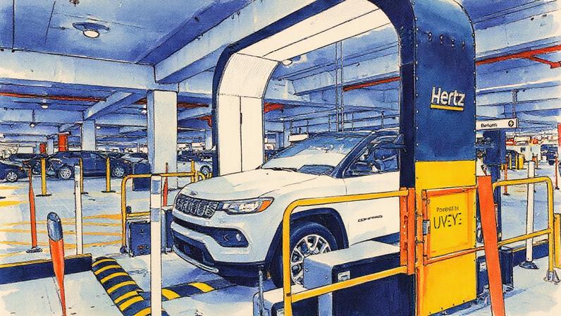 Scanner UVeye utilizado pela Hertz para detectar danos em carros alugados (Foto: Reprodução)