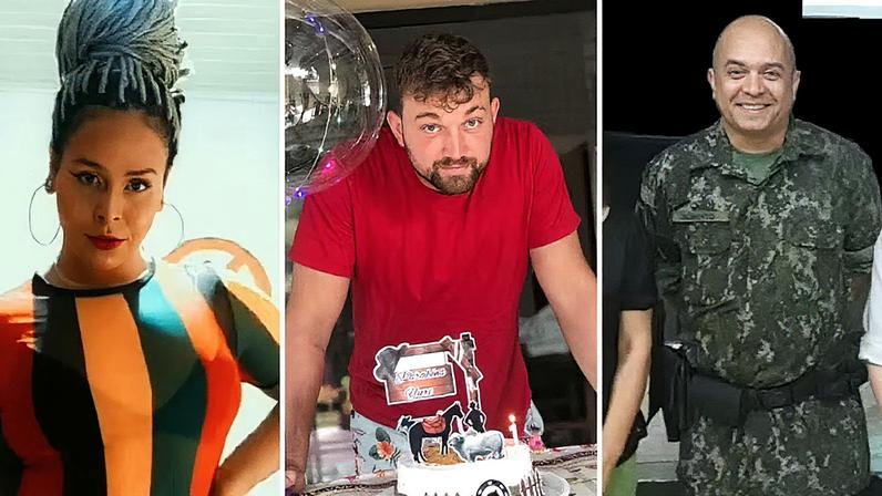 Carmen de Oliveira Alves, Marcos Yuri Amorim e Roberto Carlos de Oliveira, suspeitos de crime, posam para a foto em Ilha Solteira (SP) (Foto: Reprodução)