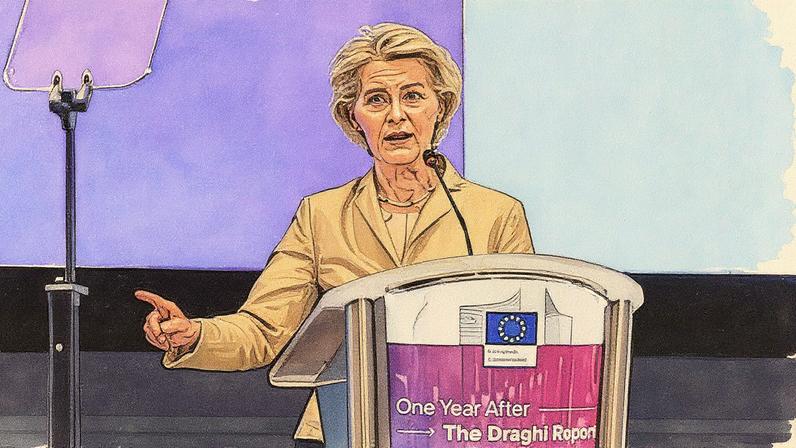 Presidenta da Comissão Europeia, Ursula von der Leyen, em evento realizado em Bruxelas (Foto: Reprodução)