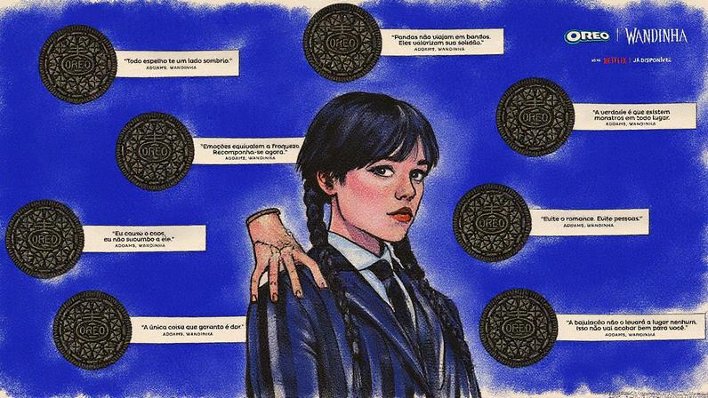 Wandinha e Oreo anunciam nova parceria com série da Netflix (Foto: Reprodução)