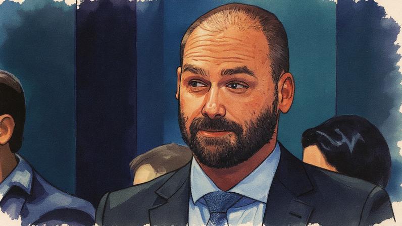 Deputado Eduardo Bolsonaro participa da Comissão de Direitos Humanos da Câmara em 2023 (Foto: Reprodução)