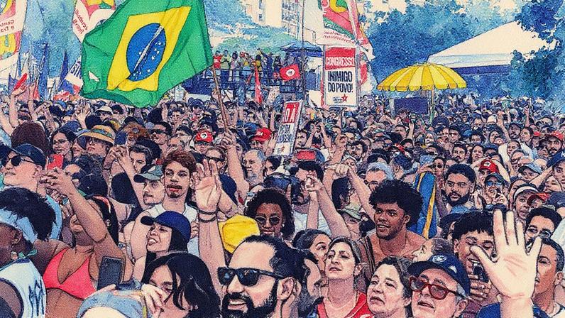 Ato contra anistia e PEC da Blindagem na Praia de Copacabana, no Rio de Janeiro (Foto: Reprodução)