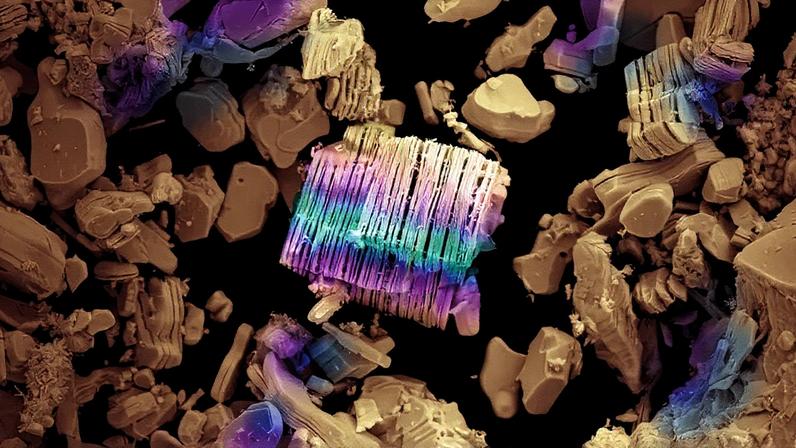 Material 2D chamado MXenes, composto por várias camadas de metais e átomos de carbono ou nitrogênio, observado em micrografia eletrônica de varredura (Foto: Reprodução)