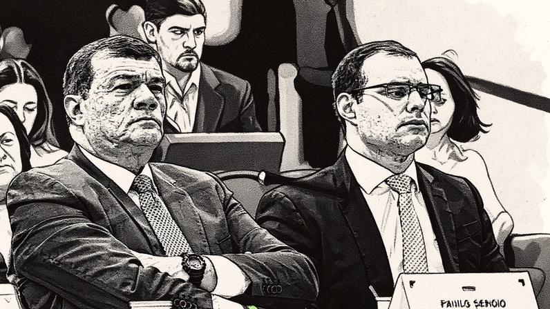 Ex-ministro da Defesa Paulo Sérgio Nogueira ao lado de um advogado (Foto: Reprodução)