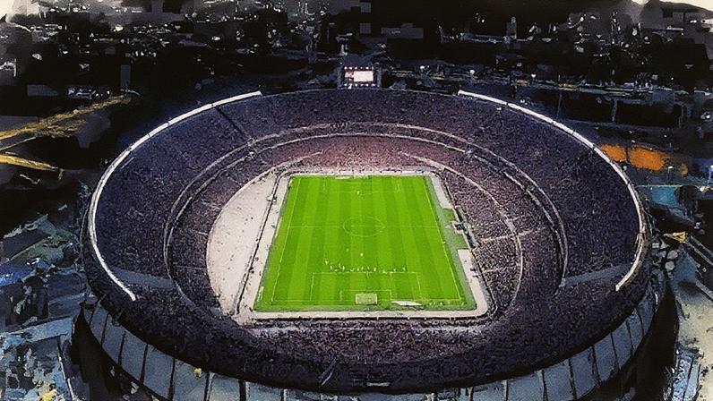 Vista do estádio Monumental de Núñez durante partida entre River Plate e Boca Juniors (Foto: Reprodução)