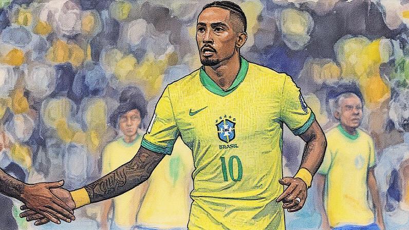 Jogador em ação com a camisa da seleção brasileira durante uma partida (Foto: Reprodução)