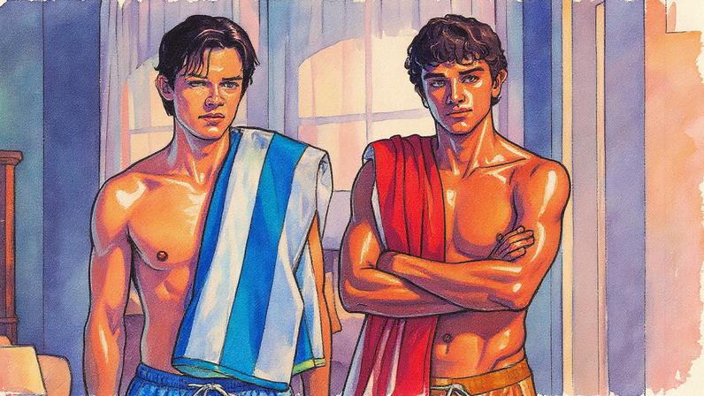 Dois homens aparecem em um fotograma da segunda temporada de 'El verão em que me enamoré' (Foto: Reprodução)