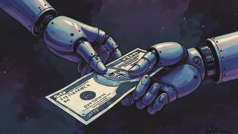 Imagem relacionada à inteligência artificial e finanças, com elementos que representam lucro (Foto: Reprodução)