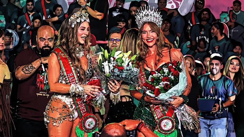 Virginia Fonseca recebe coroa e faixa de rainha de bateria de Paolla Oliveira (Foto: Reprodução)