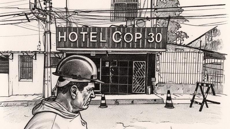 Fachada do Hotel COP30, localizado no centro de Belém, Pará, sem reservas a dois meses da conferência climática da ONU (Foto: Reprodução)