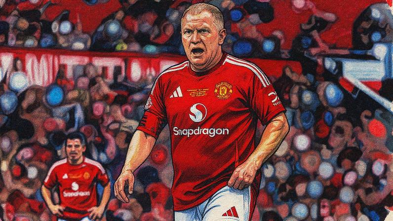 Paul Scholes, ídolo do Manchester United, aparece em uma imagem como comentarista na Inglaterra (Foto: Reprodução)