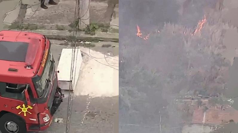 Corpo de Bombeiros enfrenta dificuldades em combater incêndio na Zona Norte (Foto: Reprodução)