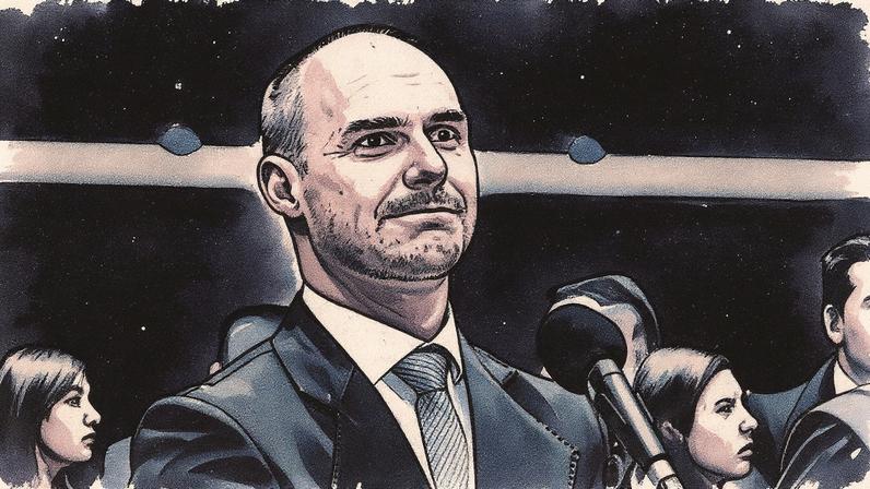 Eduardo Bolsonaro na Câmara dos Deputados em 04/02/2025 (Foto: Reprodução)