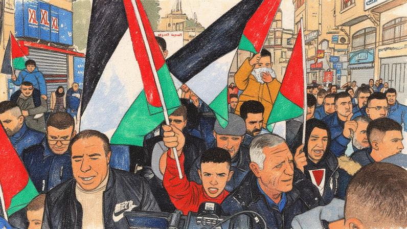 Palestinos recebem apoio internacional durante protesto em meio à guerra no Oriente Médio (Foto: Reprodução)