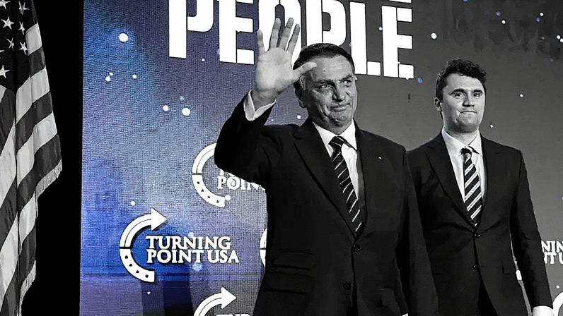Bolsonaro participa de evento com Charlie Kirk em fevereiro de 2023 (Foto: Reprodução)