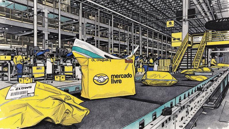 Pacotes seguem por esteira em um centro de distribuição (Foto: Reprodução)