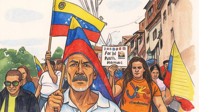 Marcha em Caracas em agosto para demonstrar apoio a Maduro contra "ameaças" dos EUA (Foto: Reprodução)