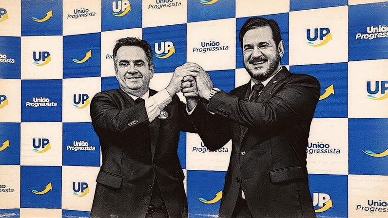 Ciro Nogueira e Antônio Rueda, presidentes do PP e do União Brasil, respectivamente, em evento político (Foto: Reprodução)