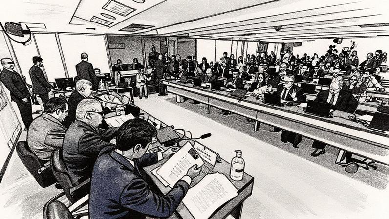 Sessão da CPI do INSS em andamento (Foto: Reprodução)