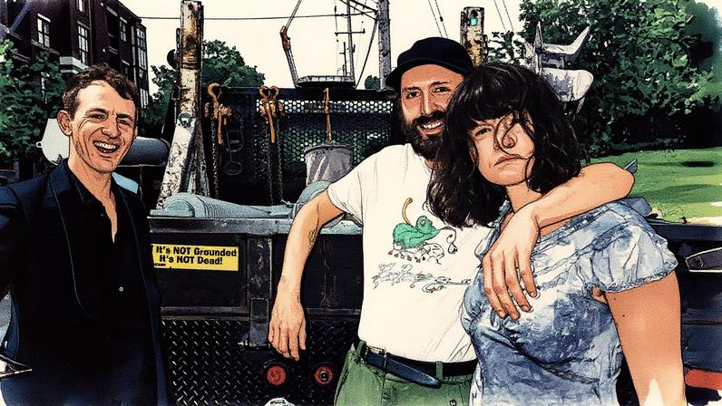 Buck Meek, James Krivchenia e Adrianne Lenker, integrantes da banda Big Thief, posam para um retrato promocional (Foto: Reprodução)