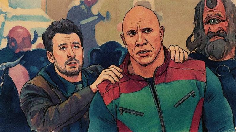 Dwayne Johnson e Chris Evans em cena do filme 'Operação Natal' (Foto: Reprodução)