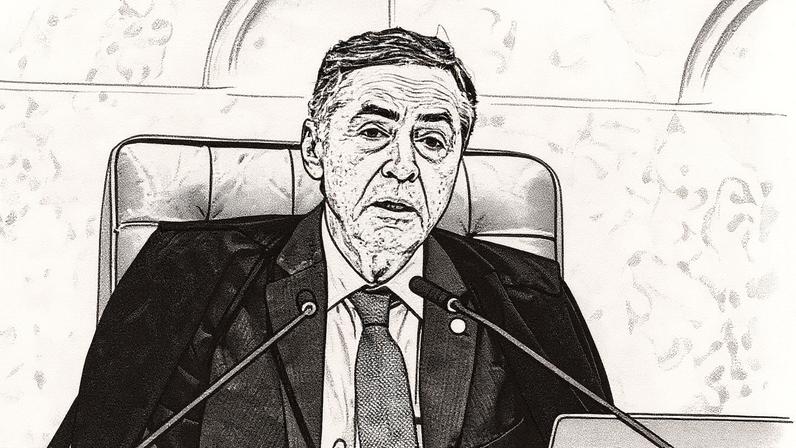 Ministro Barroso no Plenário do STF durante julgamento sobre responsabilização das redes sociais (Foto: Reprodução)