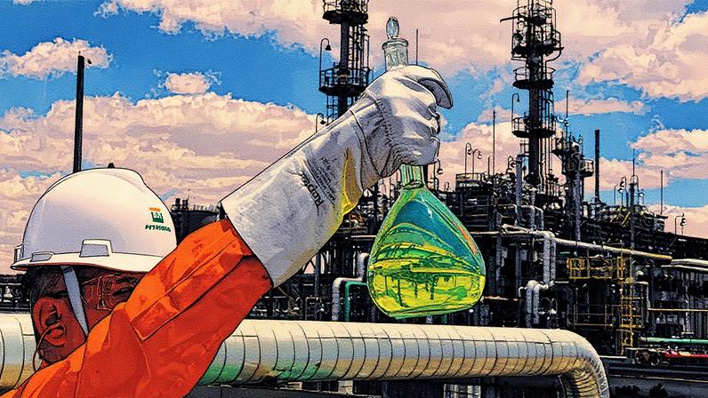 Pesquisador da Petrobras analisa amostra de biocombustível em laboratório (Foto: Reprodução)