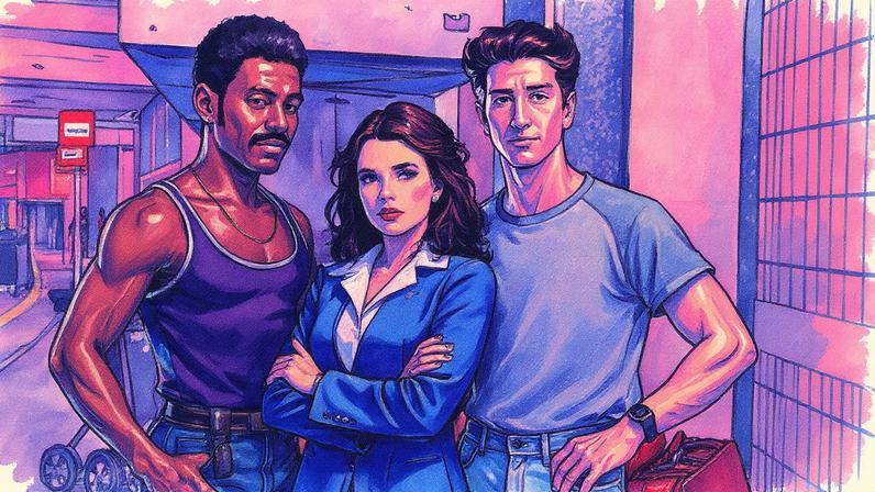 Ícaro Silva, Bruna Linzmeyer e Johnny Massaro posam juntos para foto promocional da série da HBO Max (Foto: Reprodução)