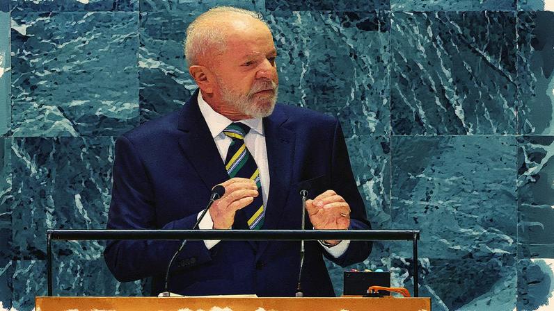 Presidente do Brasil, Luiz Inácio Lula da Silva, discursa na 79ª Assembleia Geral das Nações Unidas em Nova York (Foto: Reprodução)