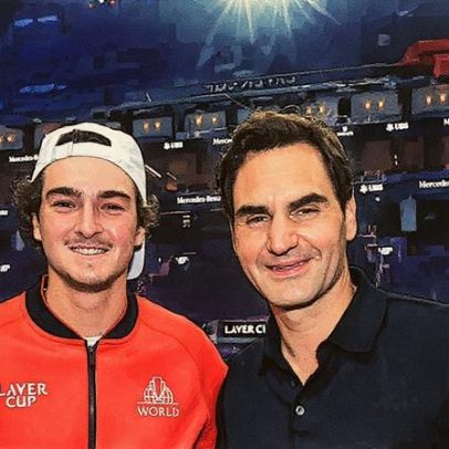 João Fonseca se encontra com Roger Federer antes de sua estreia na Laver Cup