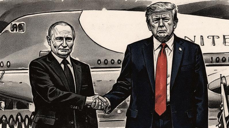 Presidente dos Estados Unidos cumprimenta presidente da Rússia em Anchorage, Alasca (Foto: Reprodução)