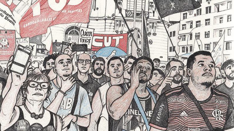 Manifestação de centrais sindicais contra a escala 6x1 no Rio de Janeiro (Foto: Reprodução)