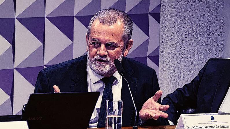 Milton Salvador de Almeida Junior presta depoimento na CPI do INSS (Foto: Reprodução)