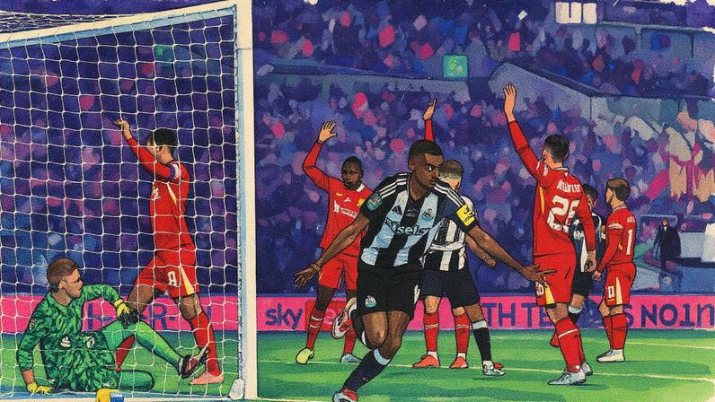 Jogador do Newcastle comemora gol contra o Liverpool (Foto: Reprodução)