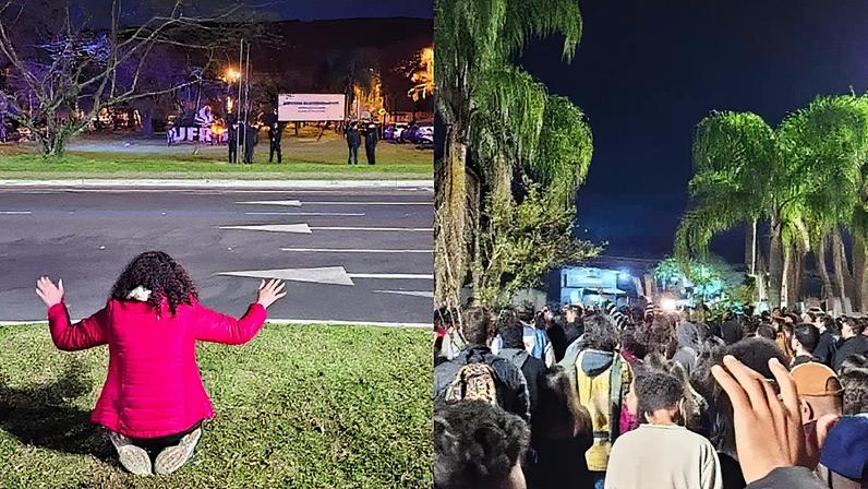Estudantes cristãos realizam culto em frente à UFRGS (Foto: Reprodução)