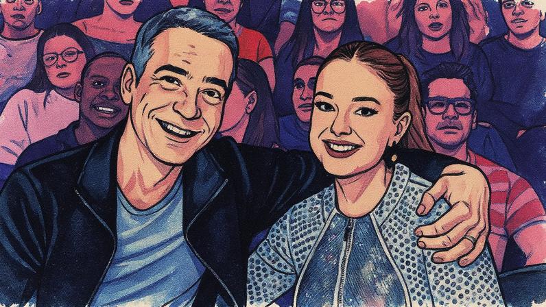 César Tralli e Ticiane Pinheiro apresentam o Domingão com Huck na Globo (Foto: Reprodução)