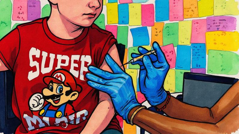 Criança recebe vacina contra Covid em um local de vacinação na Pensilvânia (Foto: Reprodução)