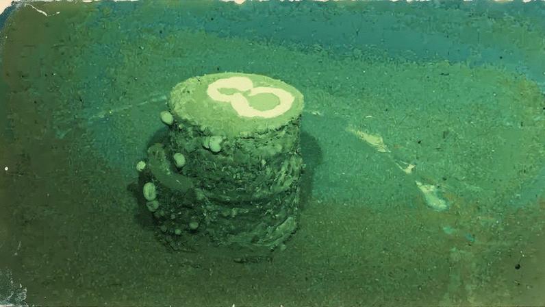 Recipientes iluminados no fundo do oceano devido a uma substância (Foto: Reprodução)