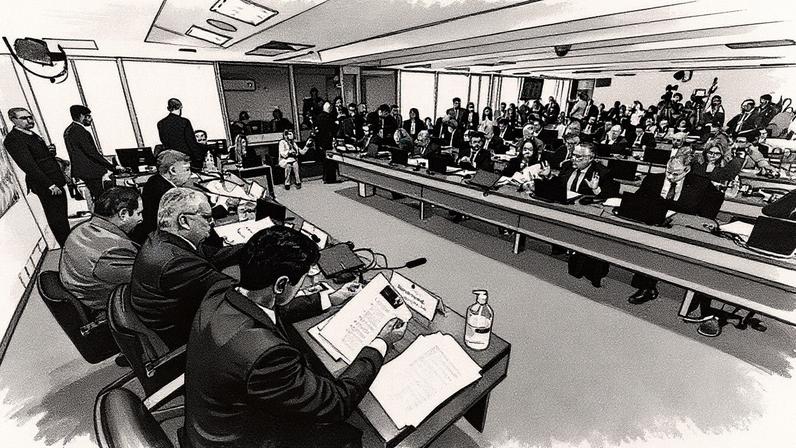 Sessão da CPI do INSS em andamento (Foto: Reprodução)