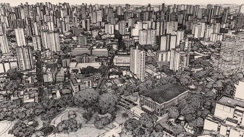 Vista aérea do centro de Belém, mostrando a disposição urbana e os edifícios da região (Foto: Reprodução)