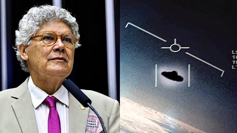Montagem do deputado Chico Alencar com registro de um OVNI (Foto: Reprodução)